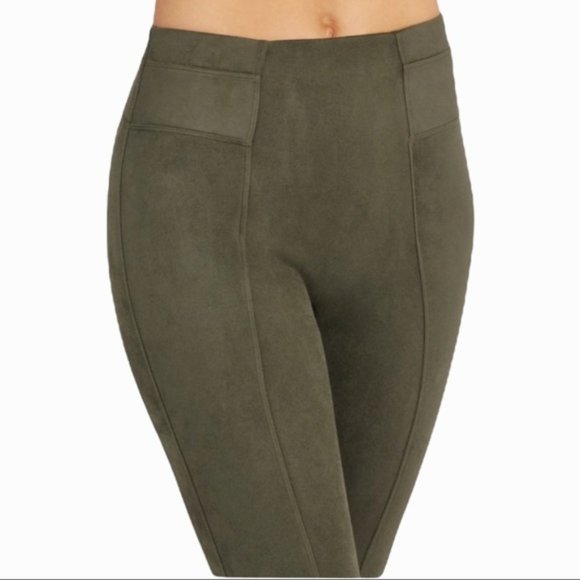 Spanx Faux Suede Leggings in Color Olive - Picture 4 of 6
